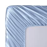 SiinvdaBZX 3-Piece Set Satin Twin Fitted Sheet & 2 Pillowcase, Baby Blue Silky Soft Fitted Bottom Sheet, Wrinkle Free, Fade Resistant, Deep Pocket Bed Sheet (Deep Up to 15")