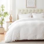 Cozyide White Duvet Cover Queen Size, 3 Pieces Bedding Duvet Covers, Soft Breathable Seersucker Duvet Cover Set with Zipper Closure and Corner Ties (1 Duvet Cover 90"x90" + 2 Pillow Shams 20"x26")