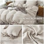 annadaif Khaki Duvet Cover Queen Size, 3 Pieces Soft Washed Microfiber Duvet Cover Set, Comforter Cover with Bowknot Bow Tie (1 Duvet Cover 90x90 Inch, 2 Pillowcases) Easy Care Bedding Set