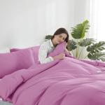 Hearth & Harbor Light Pink Duvet Cover Full Size - 3 Piece Bedding Set, Soft Double Brushed Comforter Cover Set with Button Closure, 1 Full Duvet Cover 80x90 inches and 2 Pillow Shams