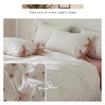 mixinni Soft Aesthetic Floral Print White Duvet Cover Pink Rose Pattern Girls Striped Bedding 1 Duvet Cover 2 Bow Tie Pillowcases Twin Size 100% Cotton with Zipper Ties for Teenage Girls