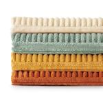 MIULEE Teal Orange Decorative Throw Pillow Covers 18x18 Inch Set of 4 Boho Corduroy Striped Cushion Cases Modern Farmhouse Patchwork Pillow Cases for Couch Sofa Bedroom Fall Home Decor