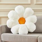 Ailive 21.65In Cute White Flower Throw Pillow Floor Cushion Pillow as Room Decor Desk Chair Cushion Decorative Bed Throw Pillows for Girls Adults