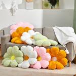 Ailive 21.65In Cute White Flower Throw Pillow Floor Cushion Pillow as Room Decor Desk Chair Cushion Decorative Bed Throw Pillows for Girls Adults