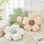 Kcvvcr Flower Throw Pillow, Cute Flower Shaped Pillow Decorative Throw Pillow for Bed Couch, Soft Daisy Pillows Floor Seating Cushion Cushions (14.9 Inch Ivory+Brown)