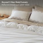 Double Stitch Supima Cotton Duvet Cover Set - 100% American Grown Cotton Embroidery Duvet Cover Queen, Luxury 600 Thread Count Sateen Weave, Hotel Quality Bedding Set, Sandstone, 90" x 90"