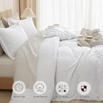 PHF Waffle Weave Duvet Cover Set King Size, No Snagging Ultra Soft Luxury Textured Breathable Comforter Cover for All Season 3pcs, Durable Bedding Duvet Set with 2 Pillow Shams, 104"x90", White