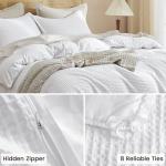 PHF Waffle Weave Duvet Cover Set King Size, No Snagging Ultra Soft Luxury Textured Breathable Comforter Cover for All Season 3pcs, Durable Bedding Duvet Set with 2 Pillow Shams, 104"x90", White