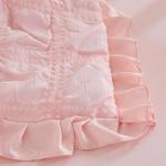 Ruffled Crib Bedding Set Baby Boho Quilted Comforter with Fitted Sheet and Bed Skirt - Cute Soft Breathable Seersucker Ruffled Shabby Chic Bedding Soft Blanket Design - Pink