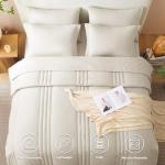 CozyLux Queen Comforter Set - 7 Pieces Bed in a Bag Beige Comforters Queen Size Bed Set, Soft Bedding Set with All Seasons Comforter, Sheets, Pillowcases & Shams