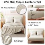 CozyLux Queen Comforter Set - 7 Pieces Bed in a Bag Beige Comforters Queen Size Bed Set, Soft Bedding Set with All Seasons Comforter, Sheets, Pillowcases & Shams