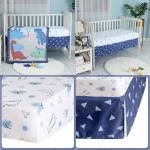 YCDTMY 3 Piece Crib Bedding Set for Boys - Baby Crib Dinosaur Bedding Set with Fitted Crib Sheet, Dust Ruffle Comforter, for Newborn, Infant & Toddler