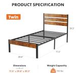 Sweetcrispy Twin Size Metal Platform Bed Frame - Mattress Foundation with Headboard and and Footboard, No Box Spring Needed with 700LBS Sturdy Wooden Slats Support, Noise Free, Easy Assembly