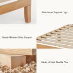 Sweetcrispy Solid Wood Bed Frame, Full Size Bed Base with Wood Slat Support, Sturdy, Stylish & Noise-Free Design, No Box Spring Needed, Easy Assembly, 12 in Natural Pine