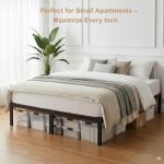 Queen Size Bed Frame - Metal Platform Bed Frames Mattress Foundation with Steel Slat Support, No Box Spring Needed, Storage Space Under Base, Easy Assembly, Black