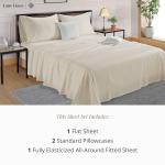 LANE LINEN Bed Sheets Queen Size – Premium 600 Thread Count Long-Staple 100% Cotton Sheets Queen Size Set, Hotel Luxury Soft & Cool Sateen Finish, Fully Elasticized 15" Deep Pocket – Ivory