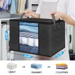 SpralSail Clothes Storage Bags, Closet Organizers and Storage Containers for Clothes, Bedding & Blankets, Foldable Bedroom Organization Solution with Window, Handles & Zippers - 4 Pack, Black