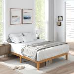 Sweetcrispy Solid Wood Bed Frame, Full Size Bed Base with Wood Slat Support, Sturdy, Stylish & Noise-Free Design, No Box Spring Needed, Easy Assembly, 12 in Natural Pine