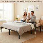 Queen Size Bed Frame - Metal Platform Bed Frames Mattress Foundation with Steel Slat Support, No Box Spring Needed, Storage Space Under Base, Easy Assembly, Black