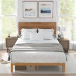 Sweetcrispy Solid Wood Bed Frame, Full Size Bed Base with Wood Slat Support, Sturdy, Stylish & Noise-Free Design, No Box Spring Needed, Easy Assembly, 12 in Natural Pine