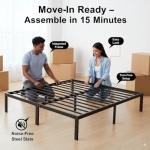 Queen Size Bed Frame - Metal Platform Bed Frames Mattress Foundation with Steel Slat Support, No Box Spring Needed, Storage Space Under Base, Easy Assembly, Black