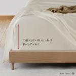 LANE LINEN Bed Sheets Queen Size – Premium 600 Thread Count Long-Staple 100% Cotton Sheets Queen Size Set, Hotel Luxury Soft & Cool Sateen Finish, Fully Elasticized 15" Deep Pocket – Ivory