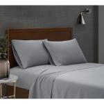 LONDON FOG Garment Washed Solid Sheet Set Grey Microfiber 4-Piece Full Sheet Set, Solid Themed, Deep Pocket, Adult and Teen, Oeko-TEX Certified