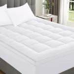 1100GSM Mattress Pad Pillow Top Mattress Cover Mattress Protector Cotton Top Deep Pocket Fitted Cover Soft Supportive (White, Queen)