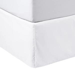 Amazon Basics Lightweight Pleated Bed Skirt, Queen, Bright White, Solid