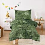 Wake In Cloud - Dinosaur Toddler Bedding Set for Boys, Colorful Dino Prehistoric Fossil, 4 Pieces Soft Crib Bed Set Including Comforter, Sheets and Pillowcase, Army Green