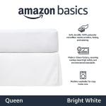 Amazon Basics Lightweight Pleated Bed Skirt, Queen, Bright White, Solid
