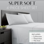 Danjor Linens Twin Bunk Bed Sheets w/ 2 Pillowcases, Lightweight Brushed Microfiber Deep Pockets, 4 Piece Fitted Bedding Sets, Light Gray