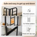 VINGLI Metal Bunk Bed Frame Twin Over Twin with LED Lights, Non-Slip Ladder, Full Length Guardrail, Charging Station, for Kids, Teens & Adults, Space-Saving, No Box Spring Needed, Black