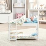 Melissa & Doug Mine to Love Wooden Play Bunk Bed for Dolls up to 18 inches-Stuffed Animals - White (2 Beds, 17.4”H x 9.1”W x 20.7”L Assembled and Stacked)