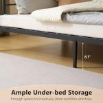 VINGLI Metal Bunk Bed Frame Twin Over Twin with LED Lights, Non-Slip Ladder, Full Length Guardrail, Charging Station, for Kids, Teens & Adults, Space-Saving, No Box Spring Needed, Black