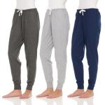 Essential Elements 3 Pack: Women's 100% Cotton Lounge Sleep Casual Pajama Bottom Jogger Sweatpants (Medium, Set E)