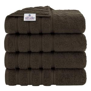American Soft Linen Luxury 4 Piece Bath Towel Set, 600 GSM 100% Cotton Turkish Bath Towels for Bathroom, 27x54 in Extra Large Bathroom Shower Towels, Brown