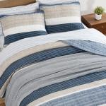 Nautica - Queen Quilt Set, Reversible Bedding with Matching Shams, Striped Bed Set, Medium Weight for Year Round Use, Oeko-Tex Certified (Ridgeport Denim)