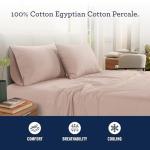 IZOD 100% Egyptian Cotton Sheets Set King Size, Cotton Percale Crisp Sheet Set 4Pc, Lightweight & Deep Pocket fits Upto 17", Long-Staple Soft Combed, Hotel Style Luxury Bedding Sheet - Blush Rose