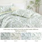 WONGS BDEEING Quilt Queen Size, Sage Green Quilt Bedding Set with 2 Pillowcases, Botanical Quilt for Queen Bed, Soft Microfiber Lightweight Coverlet Bedspread for All Season (96"×90", 3 Pieces)