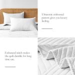 Davulos King Quilt Bedding Set,White Ultrasonic King/Cal King Quilt Set Reversible Microfiber Bedspread,Lightweight Soft Modern Geometric Coverlet Set for All Seasons(1 Quilt,2 Pillow Shams)