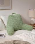 Blissful Diary Reading Pillow, Backrest Pillow with Shredded Memory Foam for Adult & Children, Designed for Bed and Couch Sitting Up, Includes Arms, Pockets and Washable Cover, Sage Green