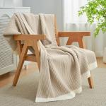 Amélie Home Chenille Waffle Throw Blanket for Couch, Reversible Soft Cozy Knit Blanket Lightweight Warm Decorative Throw for Sofa, Bed, Living Room, 50"x60", Beige
