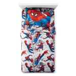 Jay Franco Kids Sheet Set with Fitted, Flat Sheets & Pillow Cover - Ultra-Soft Bedding with Pillowcase for Room Decor, White - Spiderman, 3 Piece Twin