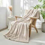lifein Throw Blanket for Couch-Soft Boho Bed Throw Blanket,Beige Fleece Cute Tan Fluffy Lightweight Cozy Blanket for Spring(50x60,Khaki)