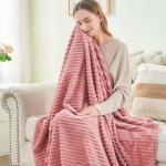 BEDELITE Fleece Throw Blanket for Couch – 3D Ribbed Jacquard Soft and Warm Decorative Fuzzy Blanket – Cozy, Fluffy, Plush Lightweight Pink Throw Blankets for Bed, Sofa, 50x60 inches