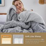 Bedsure Gentlesoft Sherpa Fleece Throw Blanket for Couch - Fluffy & Cozy Cable Jacquard Tufted Throw for Women Gift, Thick and Warm Blankets for Winter, Grey, 50x60 Inches