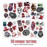Savvi - 50 Dungeons & Dragons Temporary Tattoos: Skin-Safe Ink, Great for Birthday Parties and Game Nights, Boys and Girls Ages 4-12+, Made in the USA [6 sheets, 50 count]