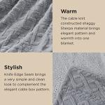 Bedsure Gentlesoft Sherpa Fleece Throw Blanket for Couch - Fluffy & Cozy Cable Jacquard Tufted Throw for Women Gift, Thick and Warm Blankets for Winter, Grey, 50x60 Inches
