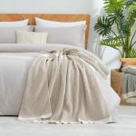 Amélie Home Chenille Waffle Throw Blanket for Couch, Reversible Soft Cozy Knit Blanket Lightweight Warm Decorative Throw for Sofa, Bed, Living Room, 50"x60", Beige